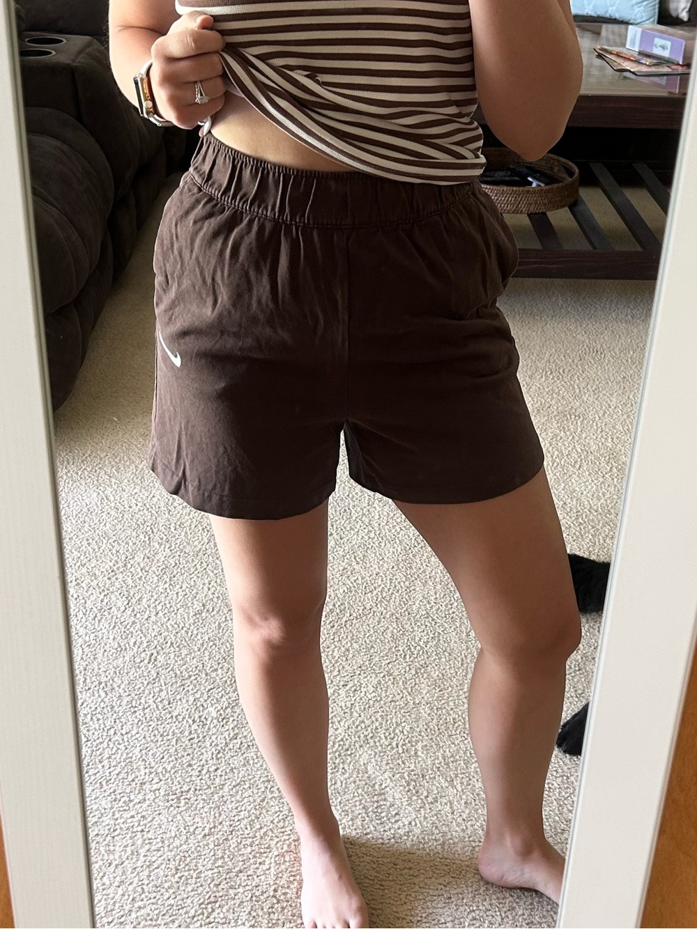 Nike Brown Elastic-Waist Athletic Shorts